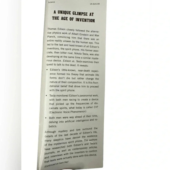 Edison Vs. Tesla The Battle over their Last Invention hardback book - Picture 2 of 4